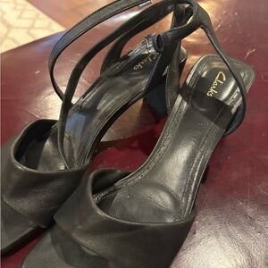 Clarks Black Strappy Heels for Women